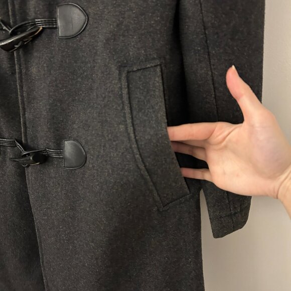 Forever 21 Men's Wool Blend Charcoal Gray Button Up Trench Duffle Peacoat XS - Picture 5 of 10